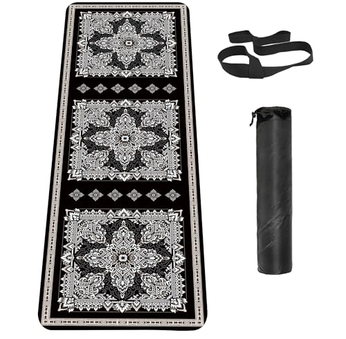 Non Slip Yoga Mat TPE Workout Mat for Men Women, Thick Workout Mat with Carrying Strap, Fitness Mats for Exercise, Yoga, Fitness, Pilates, Floor Workouts (72" x 24" x 6mm) - color: CarpetStyle C
