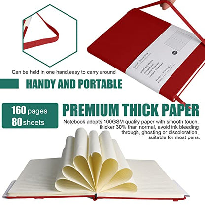 Lined Journal Notebook – Hardcover Notebook for Men & Women – Journals for Writing, Work, School, Home & Daily Notes, 160 Pages – Medium A5, 5.7"x8", 100 gsm Thick Paper (Red) - color: Red