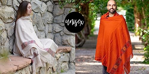 Meditation Shawl or Blanket, Vegan Wool Wrap, Oversize Scarf, Indian Blanket. Unisex - color: Light Brown