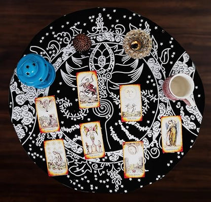 Indian Consigners Altar Cloth Triple Moon Goddess Silver Witchcraft Tarot Spread 36x36 inches Table Cloth Alter Wiccan (Special Triple Goddess Moon Silver) - color: Special Triple Goddess Moon Silver