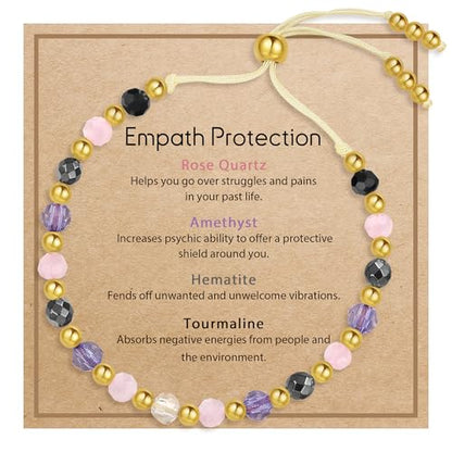 SmileBelle Protection Bracelets for Women, Pregnancy Gifts for Expecting Mom Sunflower Gifts for Women Black Tourmaline Bracelets as Healing Bracelet Sunflower Bracelet as Mother Day Gift - style: Empath Protection