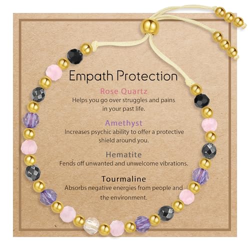 SmileBelle Protection Bracelets for Women, Pregnancy Gifts for Expecting Mom Sunflower Gifts for Women Black Tourmaline Bracelets as Healing Bracelet Sunflower Bracelet as Mother Day Gift - style: Empath Protection