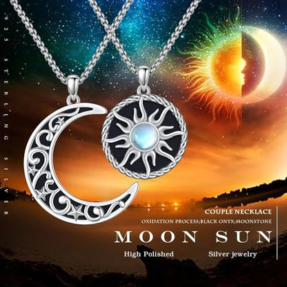 Yin Yang Necklaces for Women Men 925 Sterling Silver Pendant Necklace Yin Yang Jewelry for Women Men Couples - style: Sun Moon #12