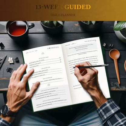 Self-Mastery Journal for Men & Women - Gratitude Journal for Daily Reflection, Mindfulness, and Self-Care - Guided Manifestation Journals - Inspirational Goal Journals with Pen Holder (Dark Green) - color: Dark Green