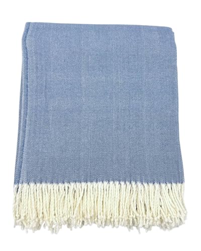 Alashan Cotton Acrylic Adirondack Herringbone Woven Throw (Dusk) - color: Dusk