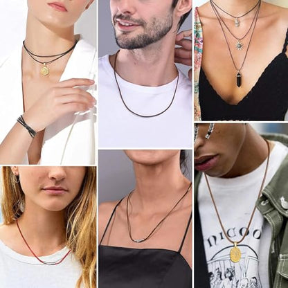 Leather Necklace for Men Women with Solid 925 Sterling Silver Lobster Clasp 3mm Black/Brown/LightBrown/Red Leather Necklace Cord 16/18/20/22/24/26/30 Inches - size: 30, style: Brown Leather Cord Necklace 3mm