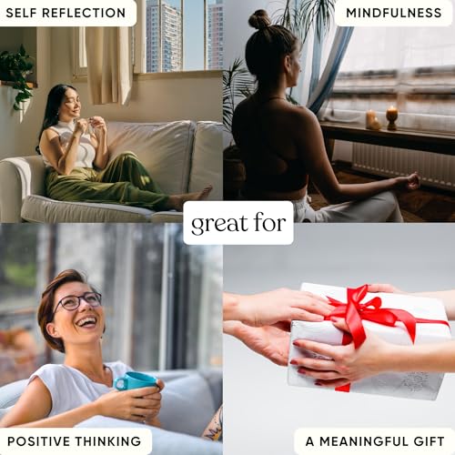 Mindful Moments Daily Affirmation Cards for Women, 106 Positive Inspirational Messages & Self Reflection Journal Prompts, Meditation Cards with Display Stand