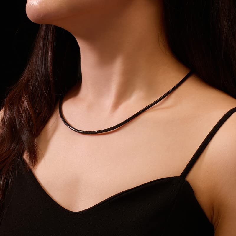 Leather Necklace for Men Women with Solid 925 Sterling Silver Lobster Clasp 3mm Black/Brown/LightBrown/Red Leather Necklace Cord 16/18/20/22/24/26/30 Inches - size: 24, style: Black Leather Cord Necklace 3mm