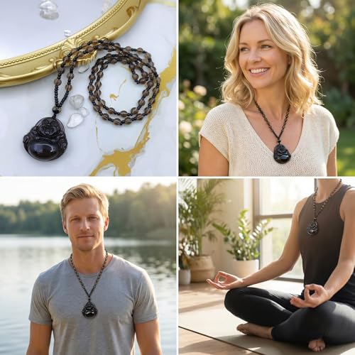 Crystal Pendant Necklaces Healing love Women's Men's choker Obsidian Tiger eye White Crystal Black Gold waterproof dainty Charm stackable statement Cute Stone necklace Unisex - style: Crystal pendant Ice Obsidian Buddha