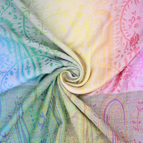 Rave Pashmina Scarf, Fashion Colorful Shawls and Wraps Soft Festival Scarves - color: D-pink (Paisley Pattern)