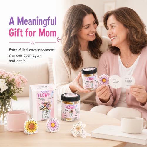 Mothers Day Gifts for Mom from Daughter Son, Positive Flower God Says You Are Jar – 60 Encouragement Bible Verses, Religious Christian Gifts for Women Mom Grandma Mother in Law Wife Daughter Friends - color: PST Flower God Says Jar