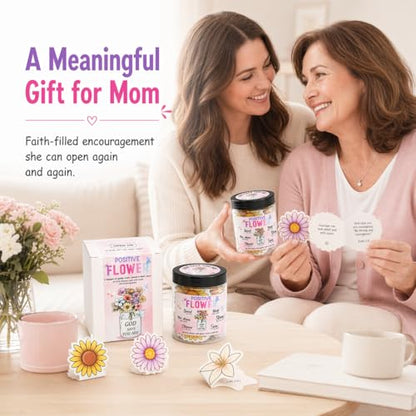 Mothers Day Gifts for Mom from Daughter Son, Positive Flower God Says You Are Jar – 60 Encouragement Bible Verses, Religious Christian Gifts for Women Mom Grandma Mother in Law Wife Daughter Friends - color: PST Flower God Says Jar