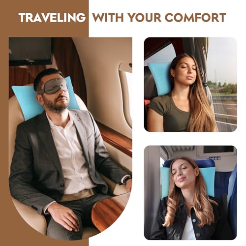 Small Shredded Memory Foam Pillow, Camping Pillow Travel Pillow - Compressible Medium Firm, Breathable Cover, Ideal Backpacking Hiking, Airplane and Car (Sky Blue, M) - color: Sky Blue, size: M-17.7 X 13.8 Inch