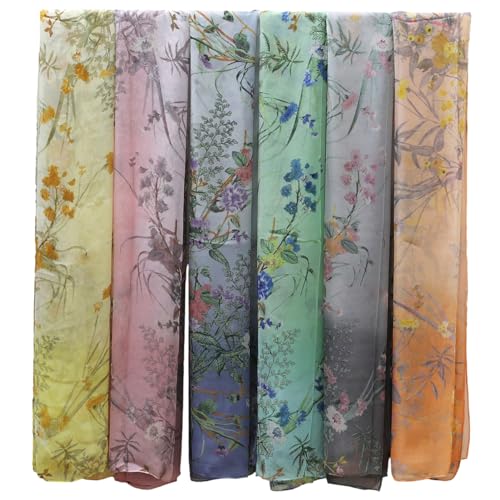 amokk 6 Packs Summer Scarf for Women Lightweight Floral Head Scarf Chiffon Shawl Warp