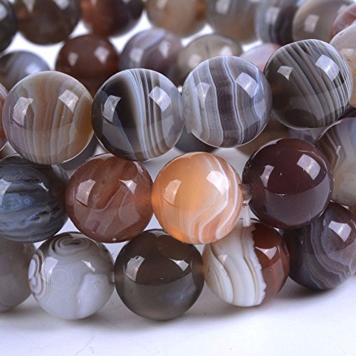 Justinstones Gem Semi Precious Gemstone 10mm Round Beads Stretch Bracelet 7 Inch Unisex - color: Botswana Agate
