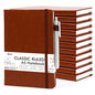 12 Pack Notebooks Journals Bulk with 12 Black Pens, Feela A5 Hardcover Notebook Classic Ruled Journal Set with Pen Holder for School Business Work Travel Writing, 120 GSM, 5.1”x8.3”, Brown - color: 12 Pack brown