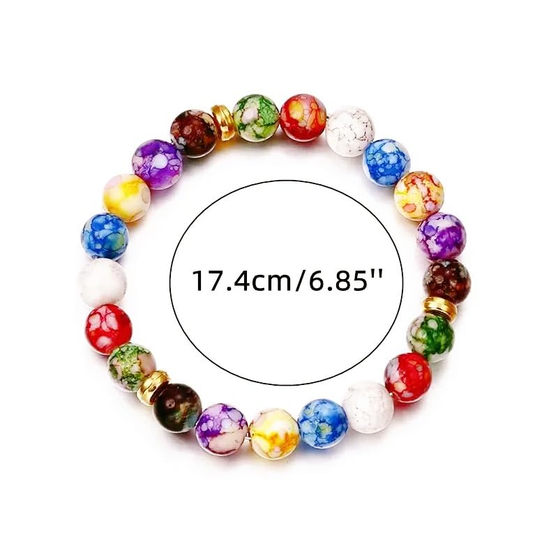 7 Chakra Reiki Bracelets for Women Rainbow Resin Beads Bracelet Natural Stone Yoga Beaded Chakras Bracelet Jewelry Gifts - color: AL-0243, size: Medium