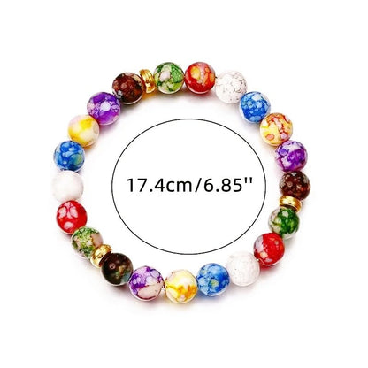 7 Chakra Reiki Bracelets for Women Rainbow Resin Beads Bracelet Natural Stone Yoga Beaded Chakras Bracelet Jewelry Gifts - color: AL-0243, size: Medium