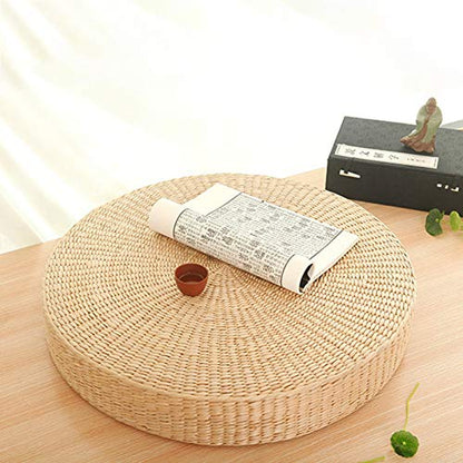 Emivery Woven Straw Cushion Tatami Floor Sitting Pillow Round Woven Yoga Mat for Home Dining Room Outdoor Garden Decor 15.7 inches