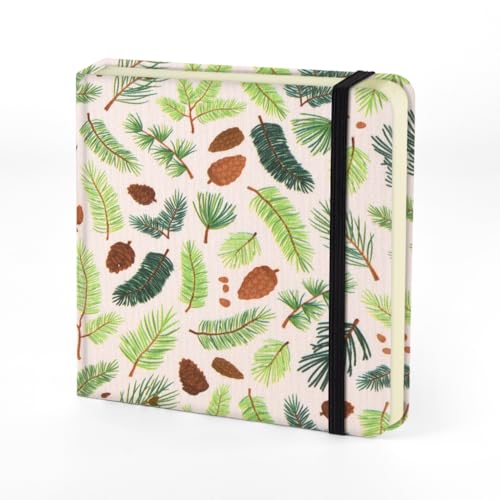 Mifuner Small Square 5x5 80gsm Mini Notebooks Blank Pages Sketchbooks Travel Journal Pocket Hardcover Paint Writing Notebook Blank Diary Memo Planner Sketchbook Fabric Cover, Pinecone - color: Cloth-Pinecone