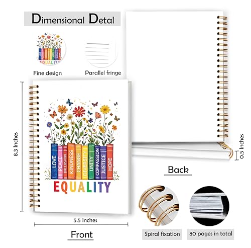 LGBTQ Equality Book Floral Notebook, Pride Month Gifts Journal, Diversity and Inclusion Journal, LGBT Rainbow Pride Hardcover Spiral Notebooks, 5.5x8.3 Inch - color: Color_6