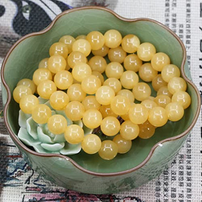 Keleny Semi Precious Stones Natural Gemstones 12mm Round Beads Crystal Stretch Bracelets 7 Inch Unisex - color: Yellow Quartzite