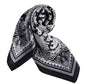 ANDANTINO 100% Mulberry Silk Scarf -21” Lightweight Square Neckerchief – Breathable Digital Printed Scarves with Gift Packed - color: Black&white Paisley