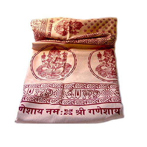 Prabhuji's Gifts Meditation Yoga Prayer Shawl with Ganesh, Peach Multi-Use Wrap - Unisex