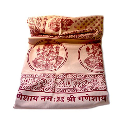 Prabhuji's Gifts Meditation Yoga Prayer Shawl with Ganesh, Peach Multi-Use Wrap - Unisex