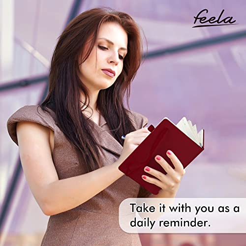 feela 3 Pack Notebooks Journals Bulk with 3 Black Pens, A5 Hardcover Notebook Classic Ruled Lined Journal Set with Pen Holder for Work Business Journaling Note Taking, 120 GSM, 5.1”x8.3”, Wine - color: 3 Pack wine