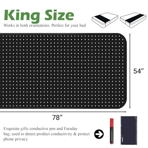 NIULAFR Grounding Mat for Bed, King Size Earth Connected Conductive Grounding Mattress Pad for Better Sleep, Reduce Stress, Improve Health - size: King - 54"x78"