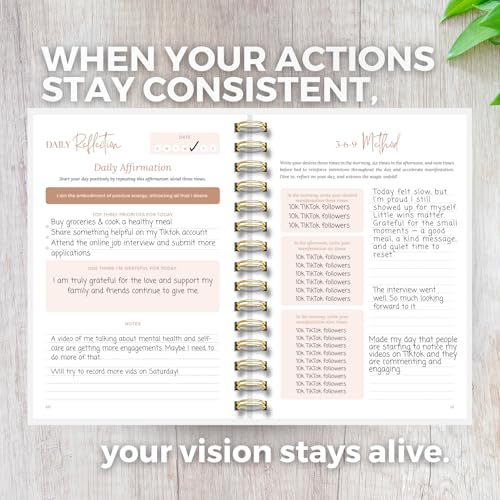 Manifestation Journal for Women | Guided 369 Method & Undated 90-Day Planner for Intentional Goal Setting - White - color: White