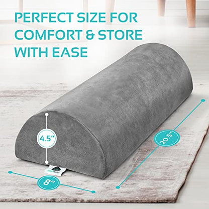 Knee Pillow for Back Sleeping | Large Half Moon Bolster Pillow for Legs, Under Knee Pillow for Sleeping on Back (20.5" x 8" x 4.5") Leg Pillow for Ankle and Foot Comfort, Machine Washable Cover, Grey - style: Knee Half Moon