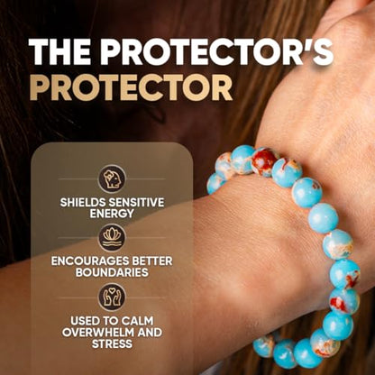 Conscious Items Protection Bracelets for Women & Men, Healing Crystal Bracelet with Natural Stones for Energy Shielding, Grounding, Stress, & Negative Energy Protection - style: Empath's Shield