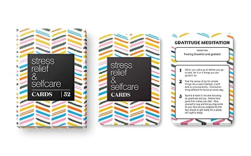 Allura & Arcia 52 Stress Less & Self Care Cards - Mindfulness & Meditation Exercises - Anxiety Relief & Relaxation