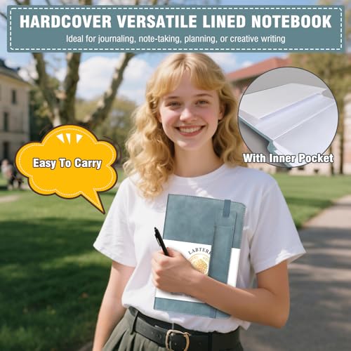 Lined Journal Notebook for Women Men, 256 Pages, Medium 5.7 in x 8.3 in - 100 GSM Thick Paper – Hardcover Leather Journals for Writing, Work, School, Note Taking, Diary Notepad,Blue - color: Blue