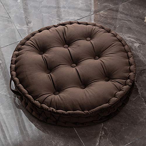 vctops Round Floor Pillow with Handle Solid Thick Chair Cushion Super Soft Comfy Seat Cushion Meditation Cushion for Yoga Living Room Sofa Balcony Outdoor (Coffee, Diameter 24") - color: Coffee