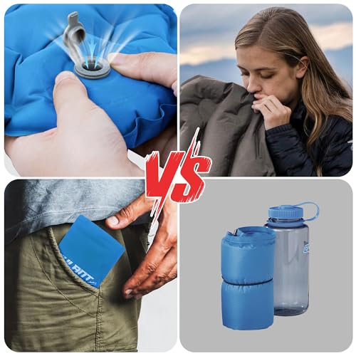 EULANT Inflatable Push-Press Seat Cushion,Lightweight Camping Air Sitting Pad,Portable Travel Air Cushion for Stadium Seat,Bleacher,Hiking,Climbing,Office,Airplane Car, Upgraded-blue