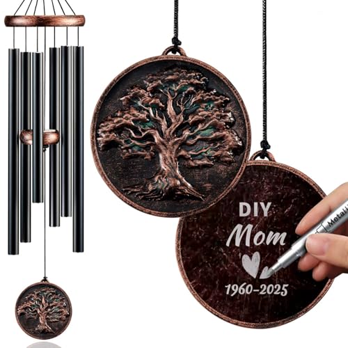 Memorial Wind Chimes for Outside, Sympathy Gifts for Loss of Loved One, Memorial Gift for Loss of Mom Dad Grandparent, Vintage Tree of Life Deep Tone Windchimes Outdoor (DIY 34" Tree of Life) - size: DIY 34" Tree of Life