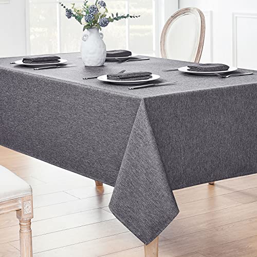 Rectangle Tablecloth Linen Textured Waterproof & Stain Resistant Table Cloth Wrinkle Free Decorative Fabric Farmhouse Table Cover for Dining/Party/Buffet/Wedding, 52 x 70 Inch, Dark Grey