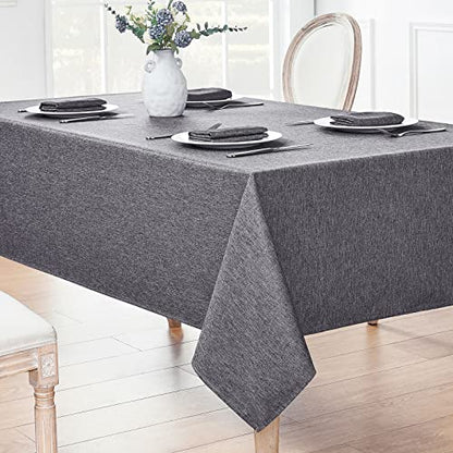 Rectangle Tablecloth Linen Textured Waterproof & Stain Resistant Table Cloth Wrinkle Free Decorative Fabric Farmhouse Table Cover for Dining/Party/Buffet/Wedding, 52 x 70 Inch, Dark Grey