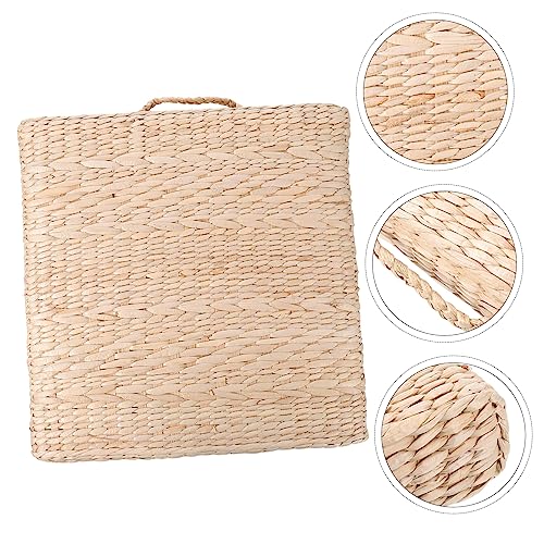 Thick Handmade Woven Meditation Cushion for Yoga and Indoor Use Square Straw Mat Diameter Thickness Elegant Floor Pad for Comfort and Relaxation