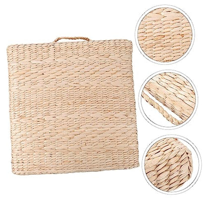 Thick Handmade Woven Meditation Cushion for Yoga and Indoor Use Square Straw Mat Diameter Thickness Elegant Floor Pad for Comfort and Relaxation