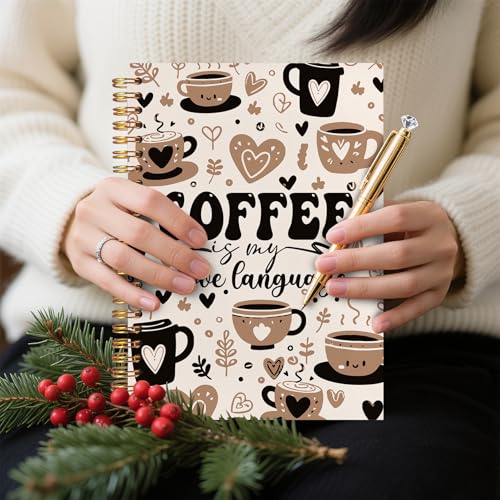 Coffee Spiral Notebook 5.5x8.3, Coffee Lovers Gifts for Women Journal Notebooks for Note Taking, Cute Journal for Women - color: Notebook-02