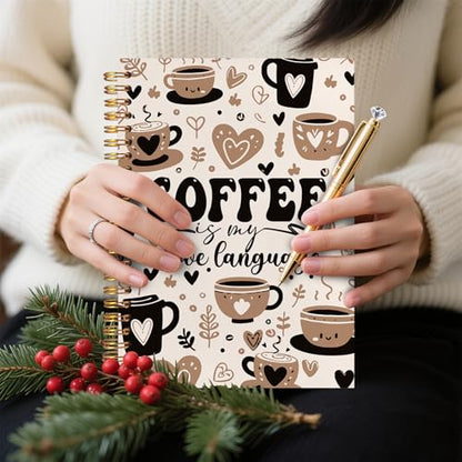 Coffee Spiral Notebook 5.5x8.3, Coffee Lovers Gifts for Women Journal Notebooks for Note Taking, Cute Journal for Women - color: Notebook-02