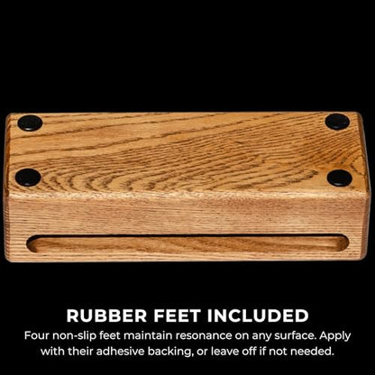 Timber Drum Co. Wood Block Percussion Musical Instrument, 7" Medium — MADE IN U.S.A. — Includes Mallet, Feet — Solid Hardwood, Rich Block Tone - size: Medium