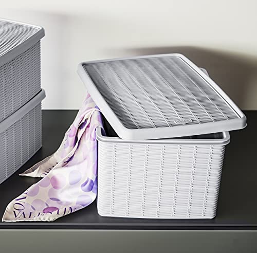 Stefanplast Elegance Storage Box, White, 29 x 39 x 21 cm - color: White, size: 29 x 39 x 21 cm