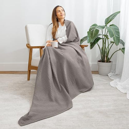 Comfy Cubs 100% Cotton Waffle Weave Throw Blanket Breathable Skin-Friendly Soft Lightweight Blankets - Perfect Warm Textured Blanket Layer - Size for Couch Bed & Sofa (Charcoal, 50" X 60") - color: Charcoal, size: 50" X 60"