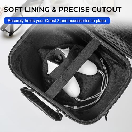 STARTRC GAMES Carrying Case for Meta Quest 3, Large Travel Case Compatible with BOBOVR S3 Pro/KIWI Design Battery Head Strap and Other Accessories, Hard Shell Travel Bag for Oculus Quest 3 - color: Black