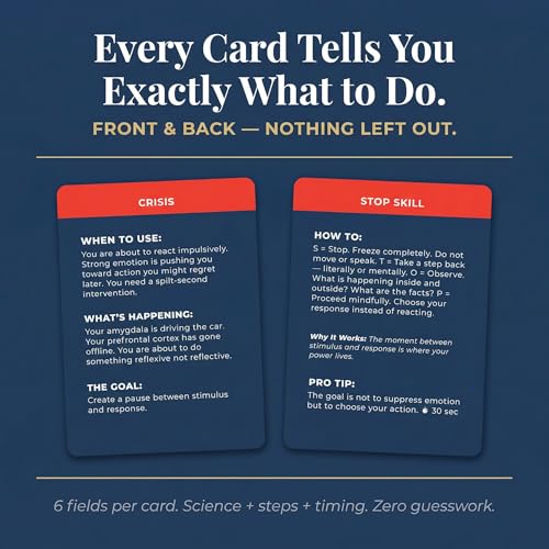 Anxiety Relief Coping Skills Cards — 55 Evidence-Based Techniques for Fast-Acting Relief | DBT, CBT & Grounding Tools for Anxiety, Stress & Overwhelm.
